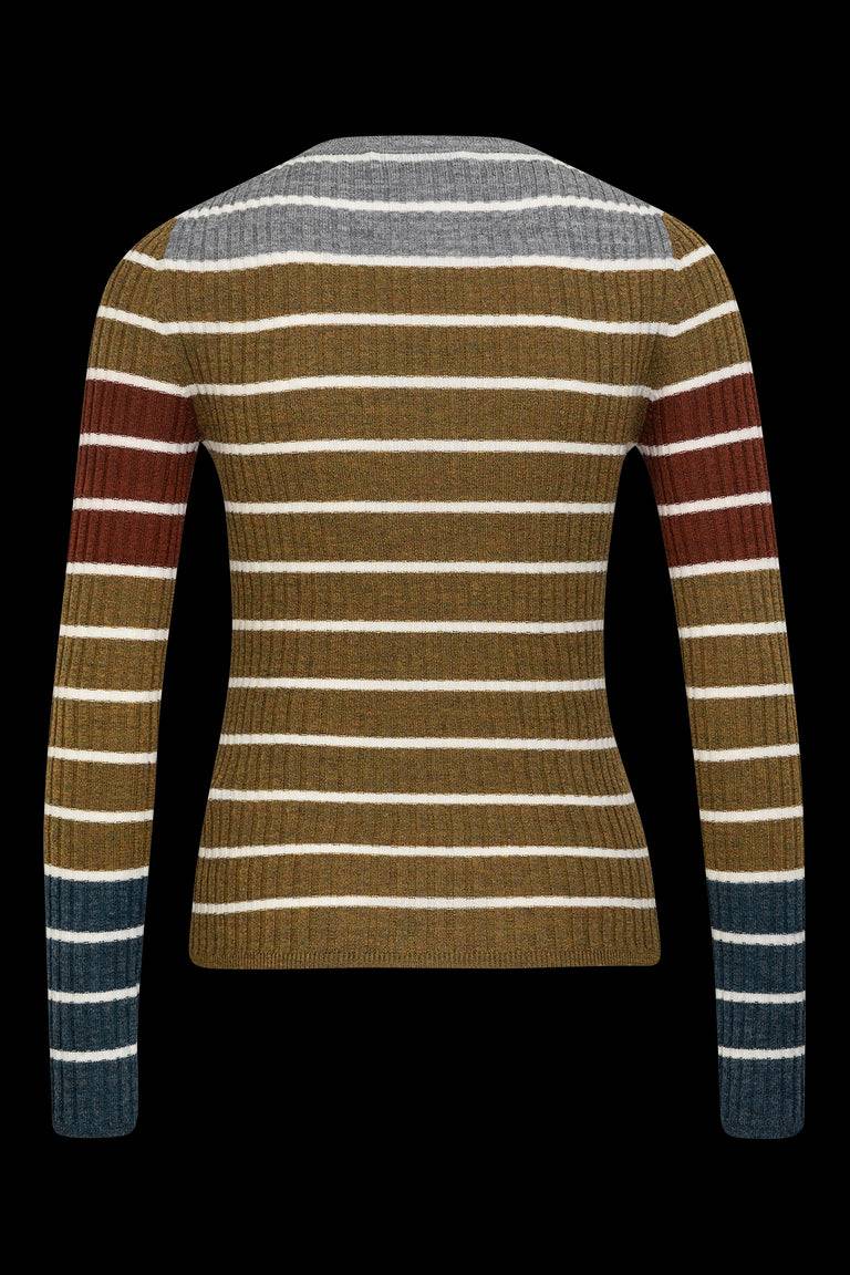 Odeeh Placed Stripe Pullover, Greengold Limitierter Zeitrabatt