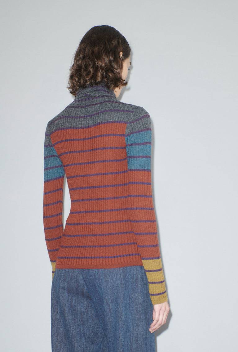 Odeeh Placed Stripe Pullover, Dark Copper Fabrikpreis