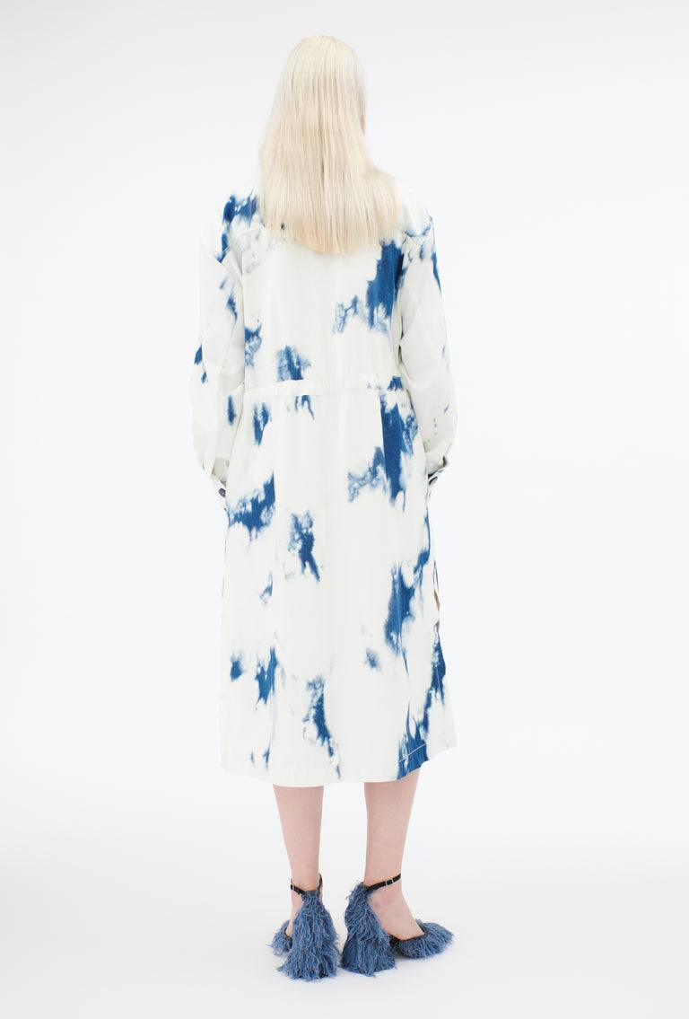 Odeeh Tie Dye Denim "Made in Italy" Mantel, Blue White Räumungsverkauf