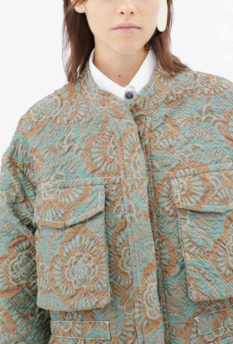 Odeeh Flower Camouflage Matelassé Jacke, Sea Green Tägliche Deals
