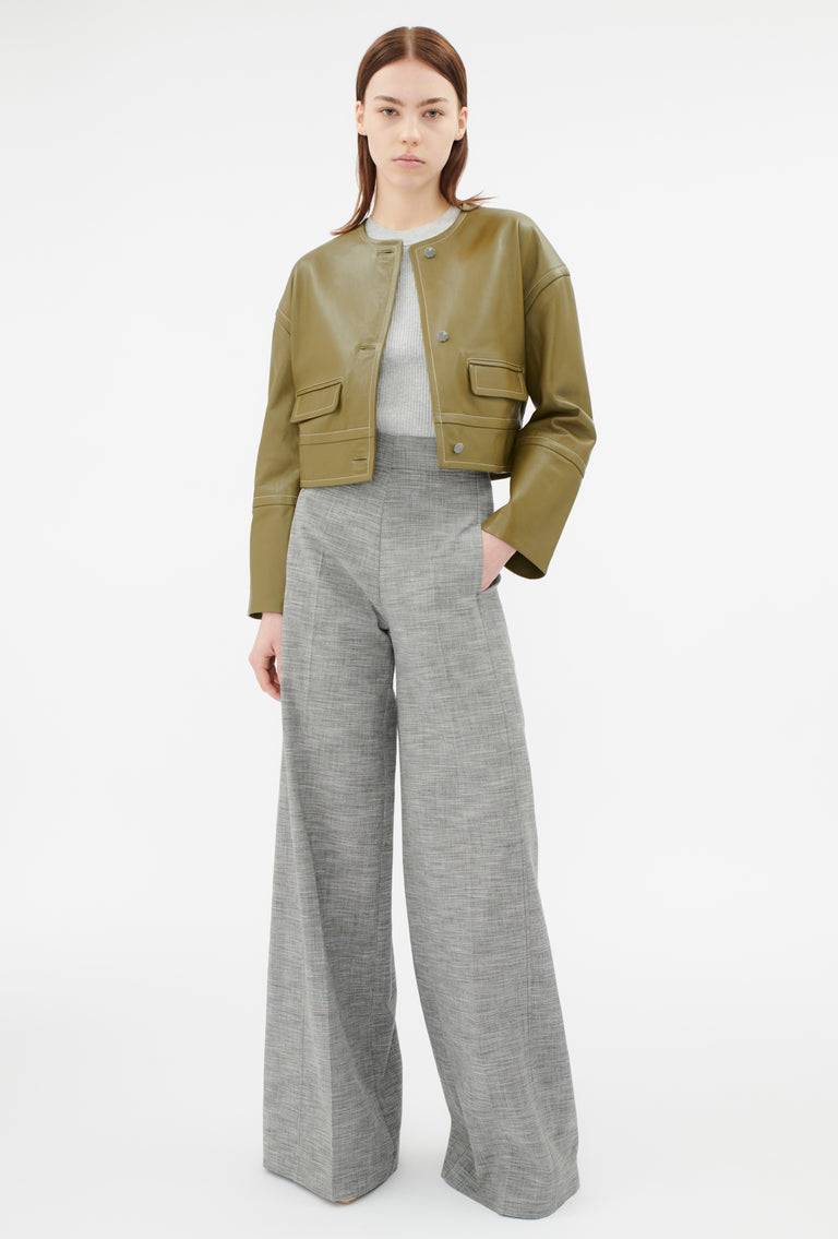 Odeeh Lamb Nappa Wet Look Jacke, Goldolive Sonderangebote