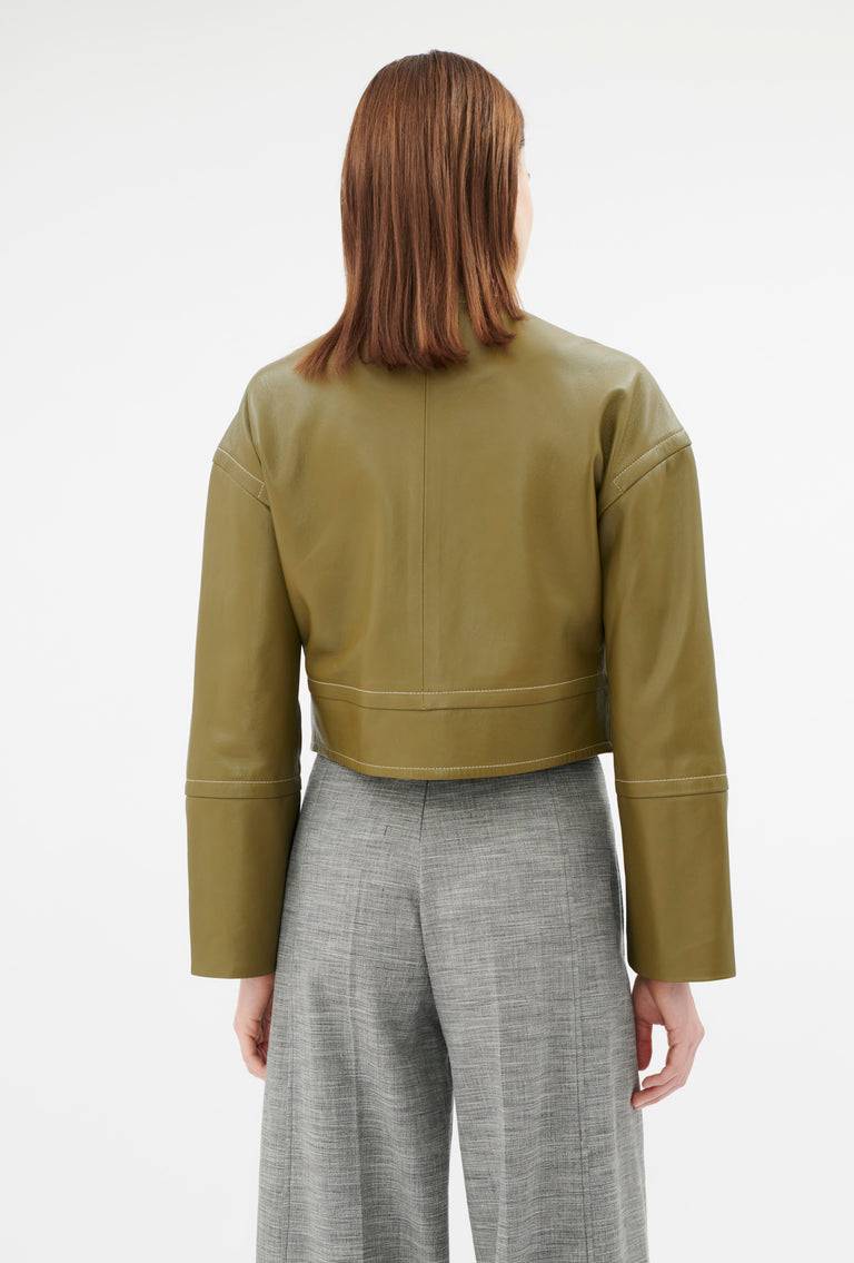 Odeeh Lamb Nappa Wet Look Jacke, Goldolive Sonderangebote