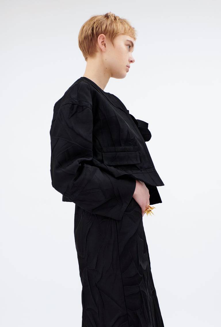 Odeeh Crinkled Duchesse Jacke, Jet Black Riesige Ersparnisse