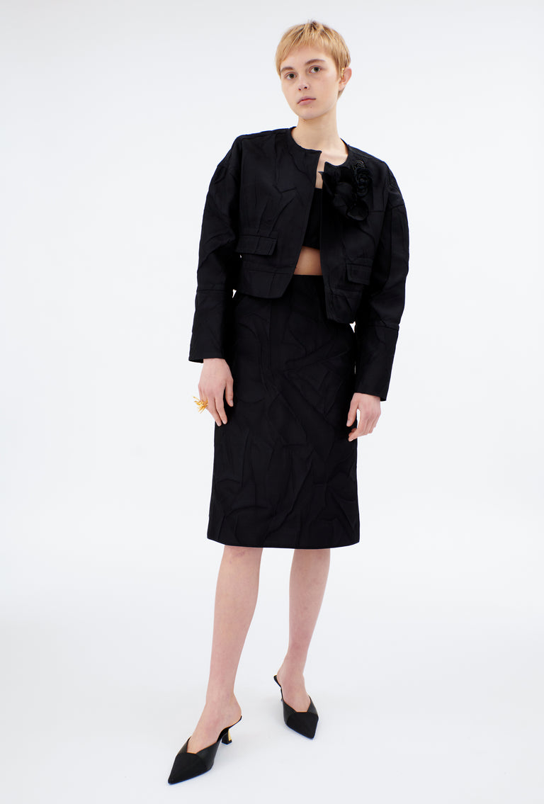 Odeeh Crinkled Duchesse Jacke, Jet Black Riesige Ersparnisse