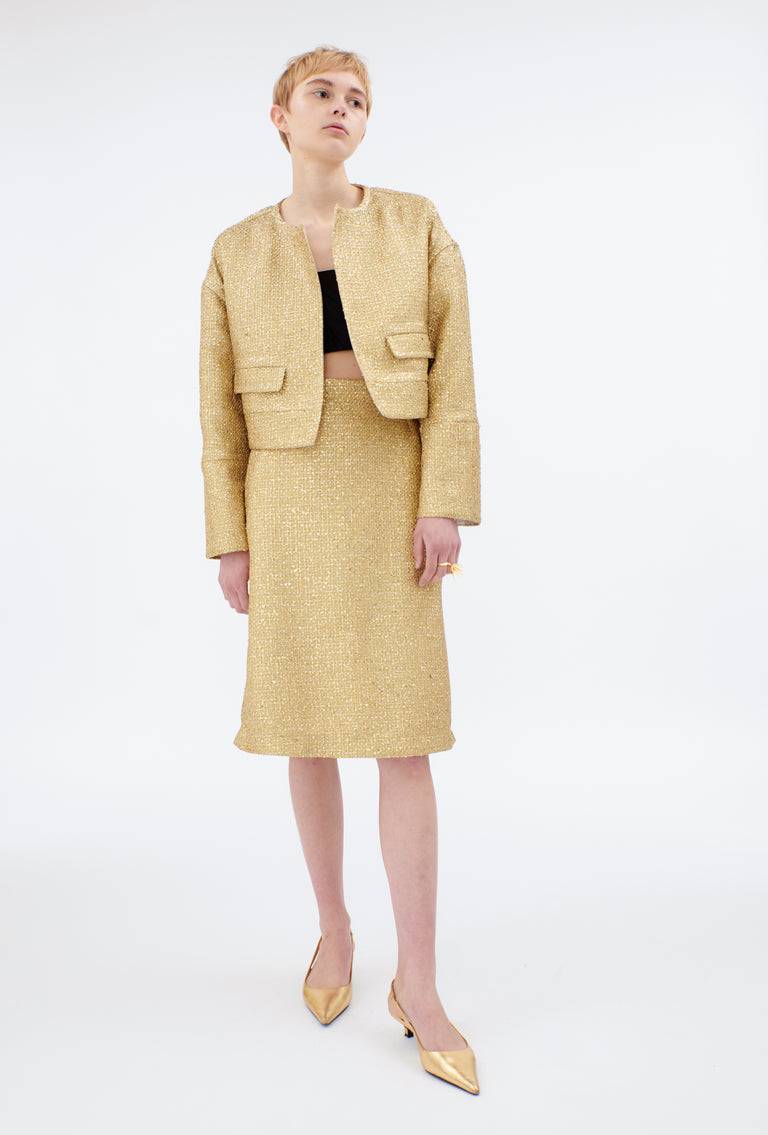 Odeeh Gold Brocade Jacke, Gold Begrenzte Freigabe