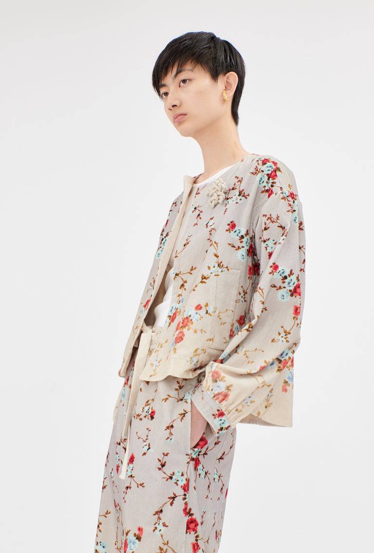 Odeeh "Mini Bouquets / Stamped Corduroy Degradé Jacke, Acqua Letzte 3 Tage