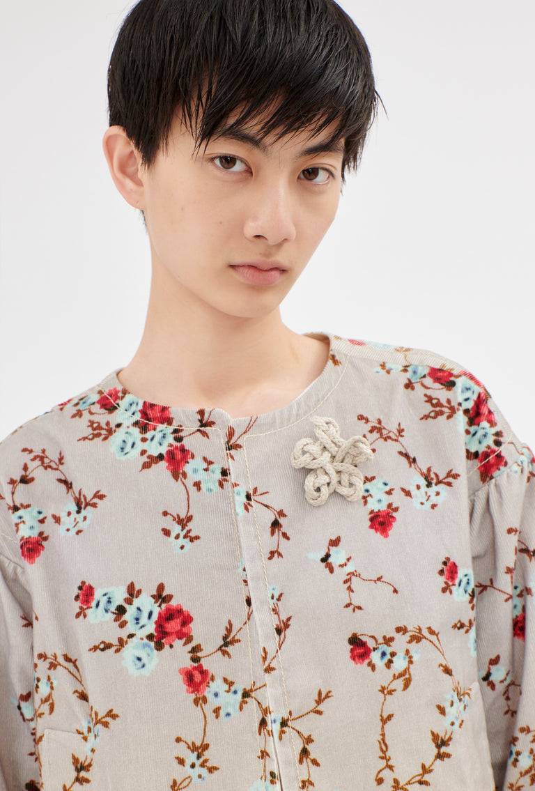 Odeeh "Mini Bouquets / Stamped Corduroy Degradé Jacke, Acqua Letzte 3 Tage