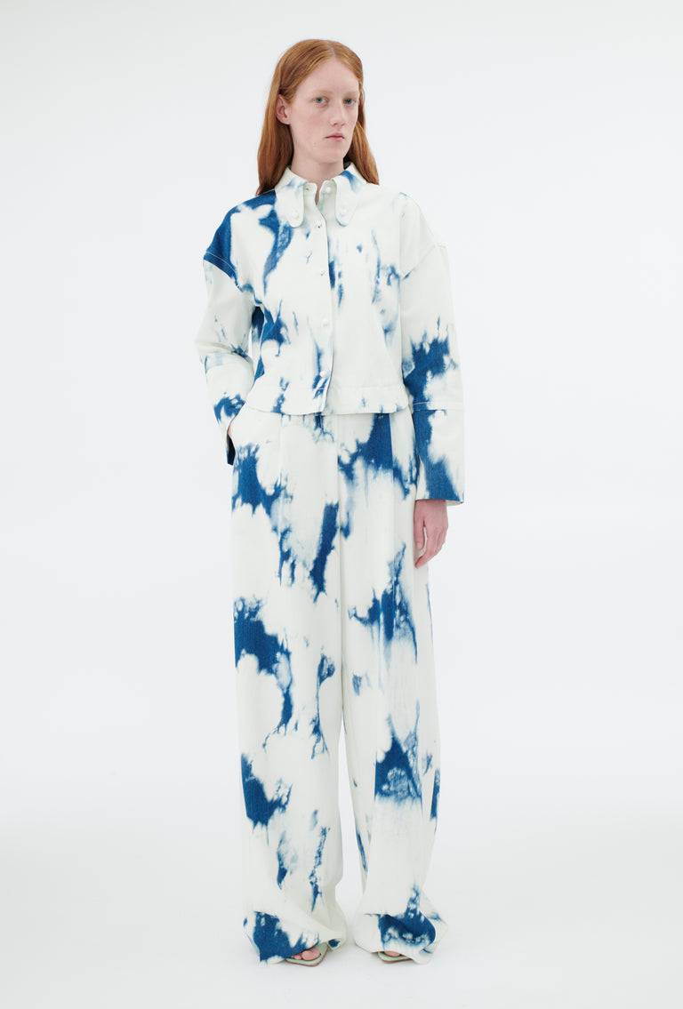 Odeeh Tie Dye Denim "Made in Italy" Hose, Blue White Neueste Stile