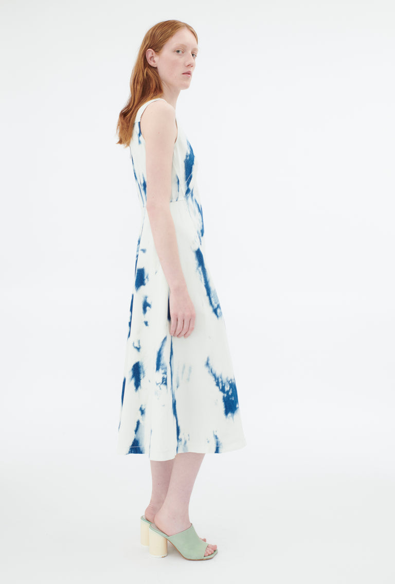 Odeeh Tie Dye Denim "Made in Italy" Kleid, Blue White Letzte 2 Tage
