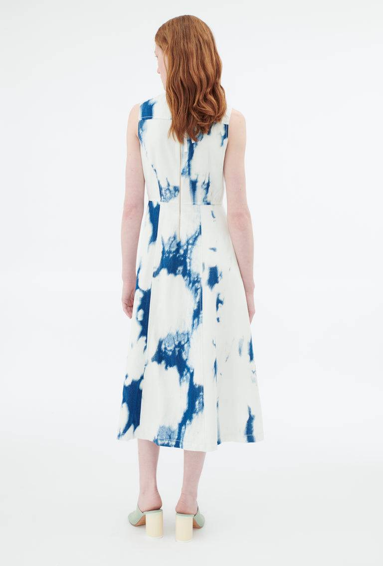 Odeeh Tie Dye Denim "Made in Italy" Kleid, Blue White Letzte 2 Tage