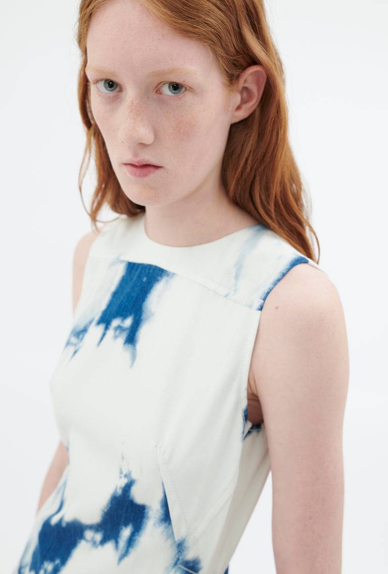Odeeh Tie Dye Denim "Made in Italy" Kleid, Blue White Letzte 2 Tage