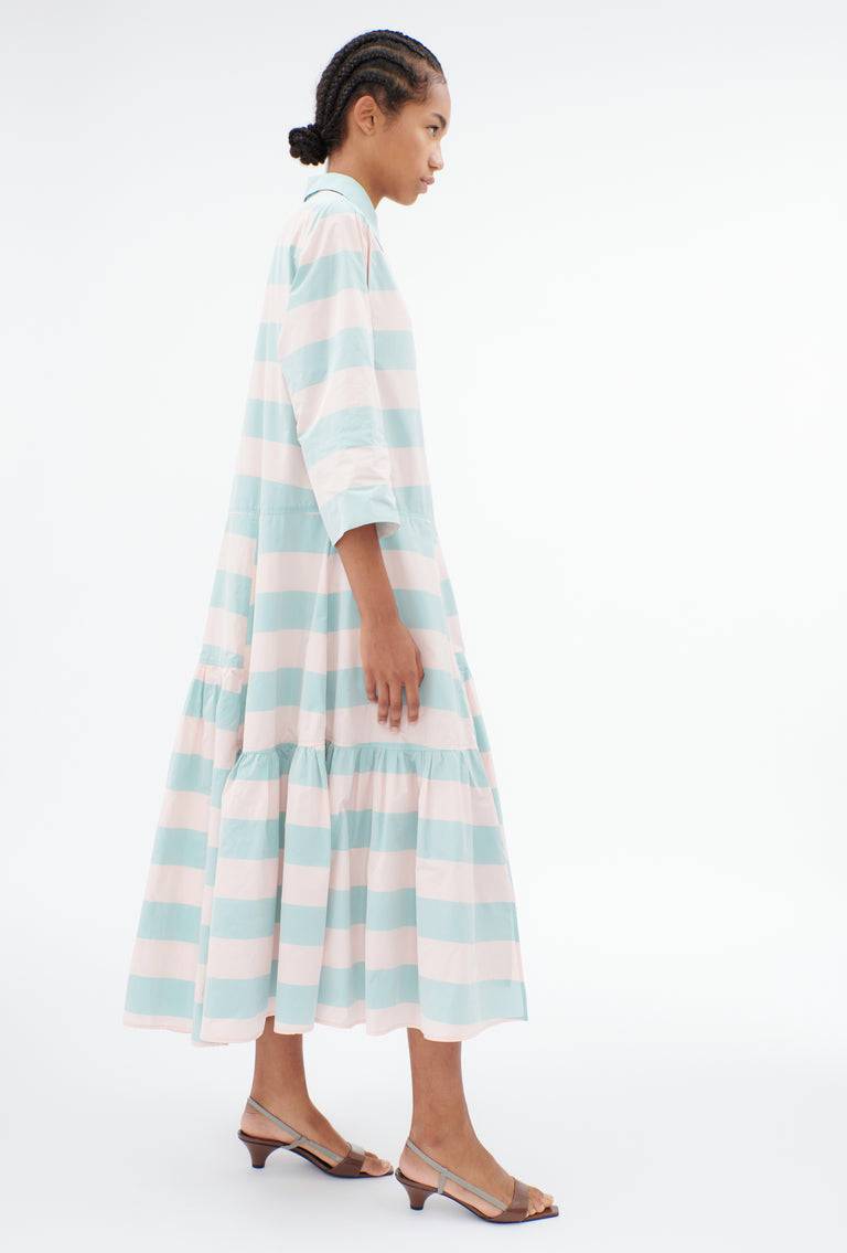 Odeeh Taffeta Block Stripe Kleid, Sorbet Letzter Tag