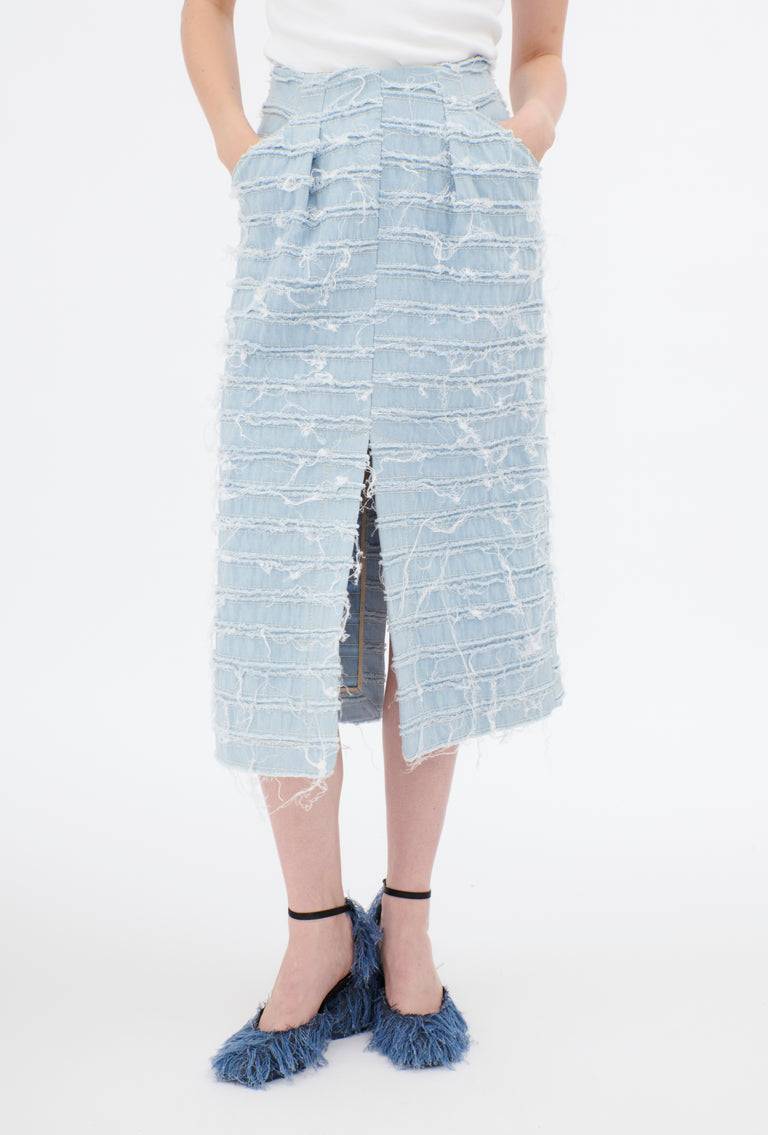 Odeeh Stone Washed Denim Rock, Blue Eyes Sonderangebot der Fabrik
