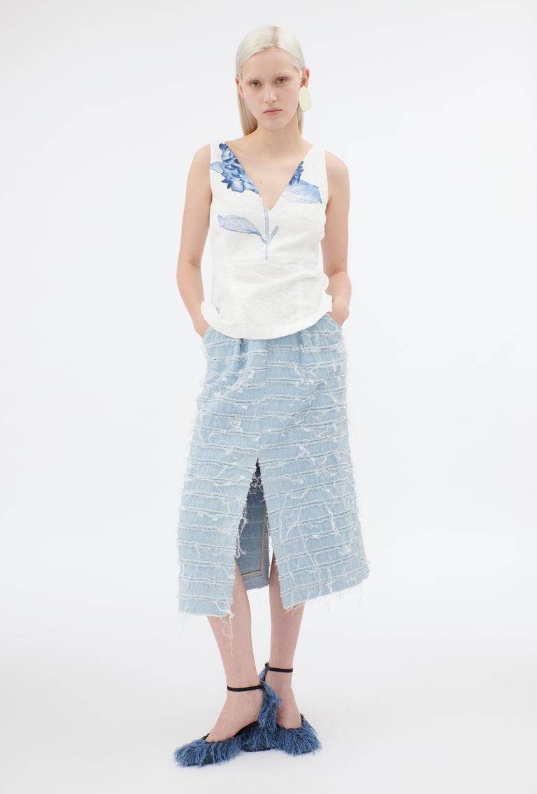 Odeeh Stone Washed Denim Rock, Blue Eyes Sonderangebot der Fabrik