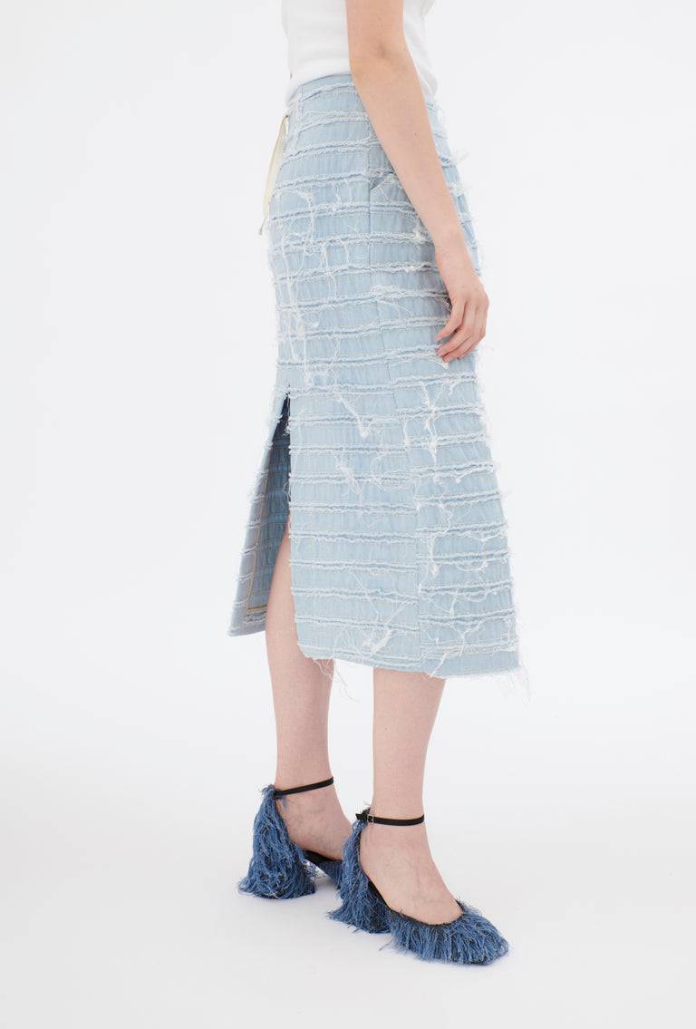 Odeeh Stone Washed Denim Rock, Blue Eyes Sonderangebot der Fabrik