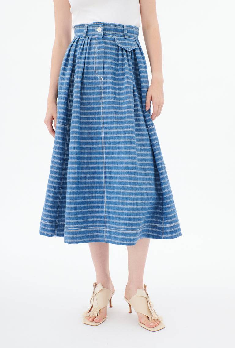 Odeeh Italian Denim Washed Indigo Stripe Rock, Light Indigo Vierteljährliche Förderung