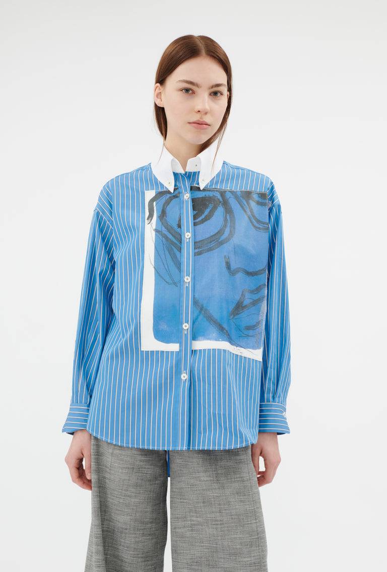 Odeeh Men's Stripe Bluse, Capri Blue Bis zu 55% Rabatt