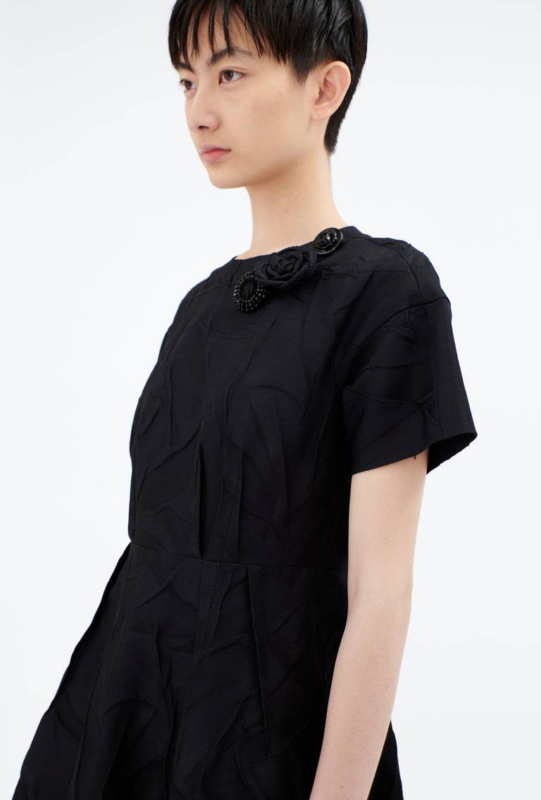 Odeeh Crinkled Duchesse Kleid, Jet Black Fabrikladen