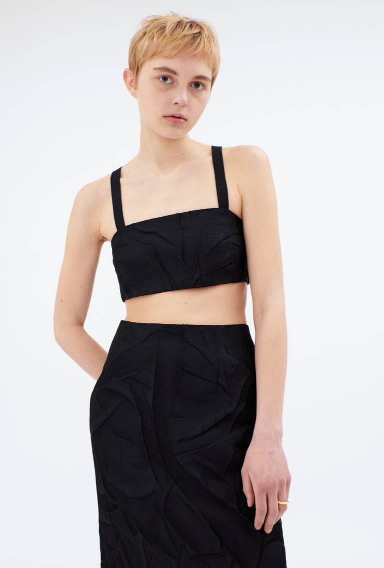 Odeeh Crinkled Duchesse Top, Jet Black Begrenzt auf 3 Tage