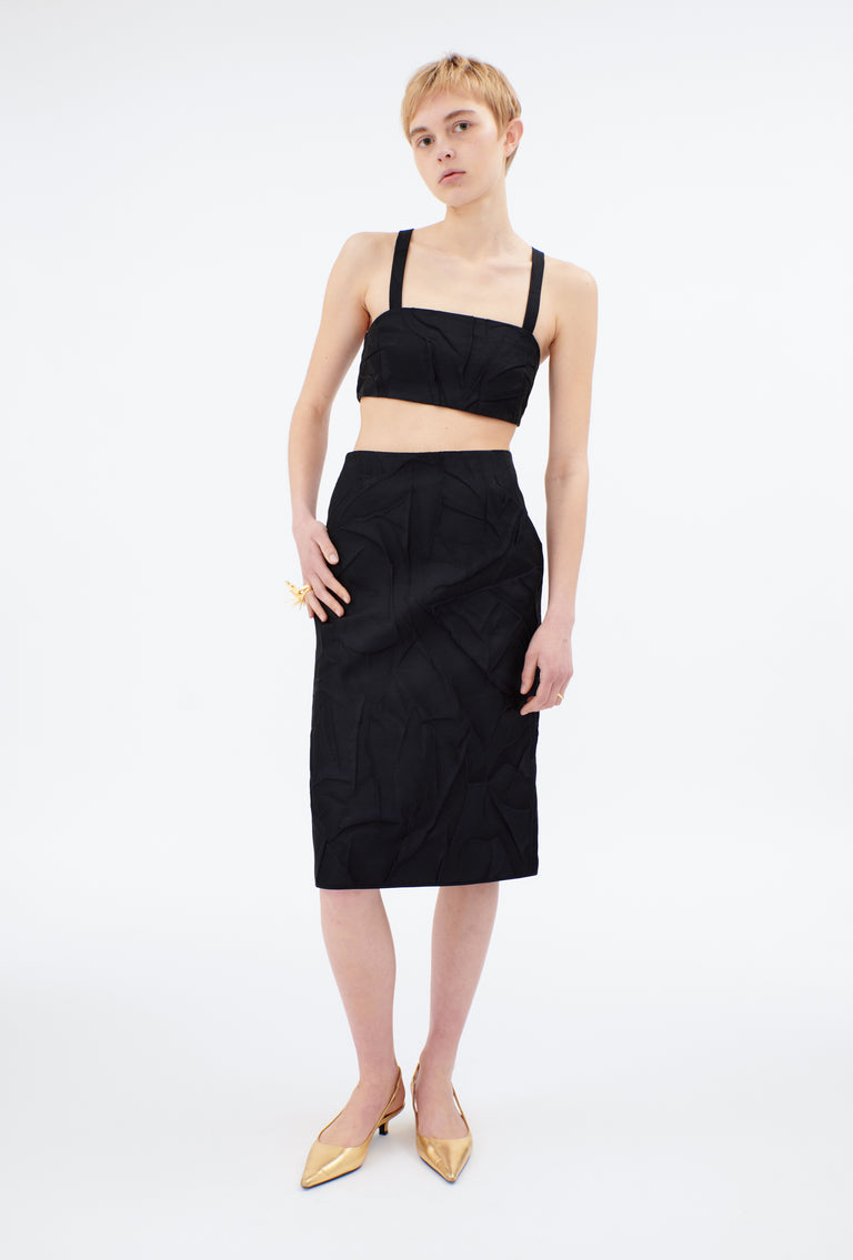 Odeeh Crinkled Duchesse Top, Jet Black Begrenzt auf 3 Tage