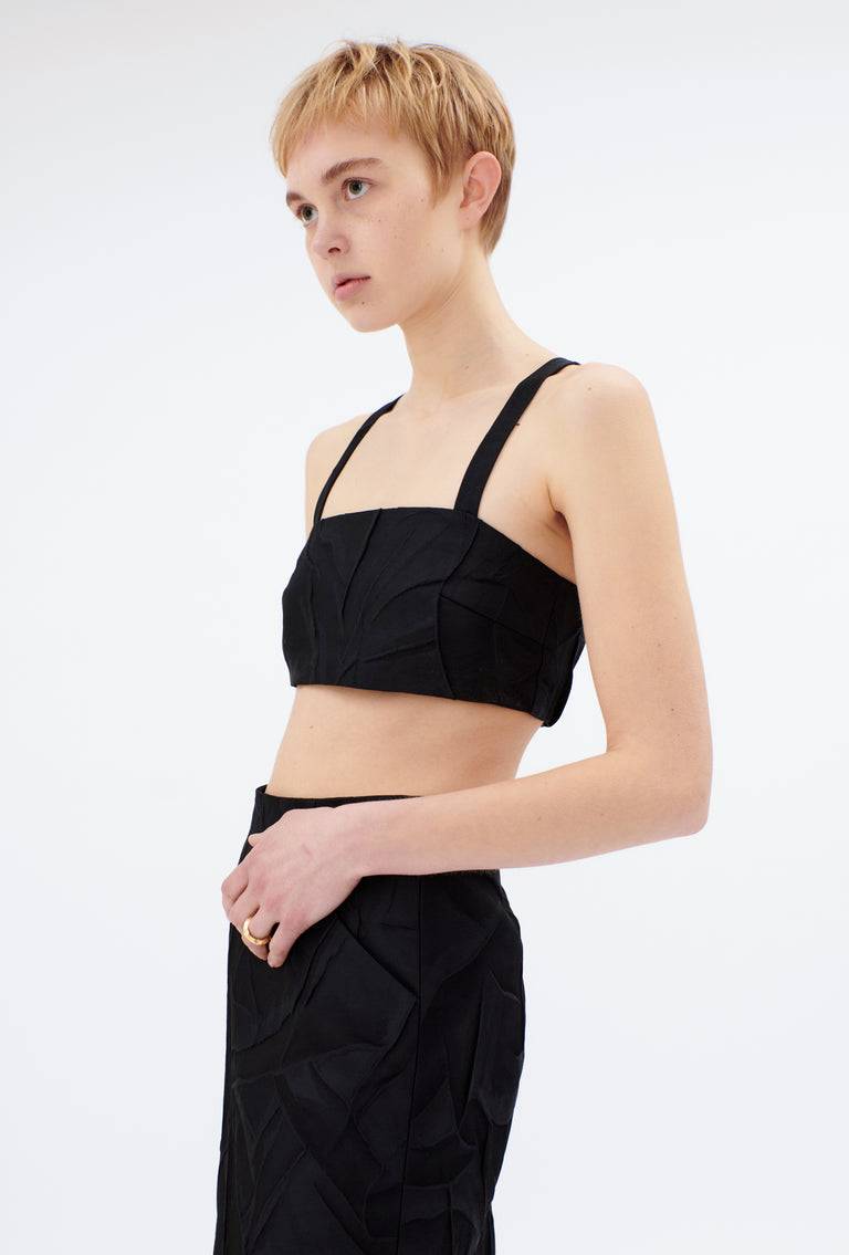 Odeeh Crinkled Duchesse Top, Jet Black Begrenzt auf 3 Tage