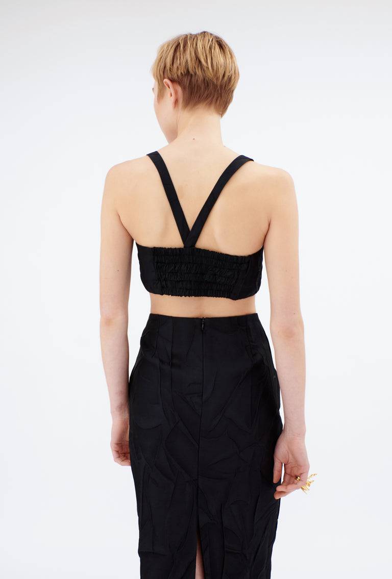 Odeeh Crinkled Duchesse Top, Jet Black Begrenzt auf 3 Tage