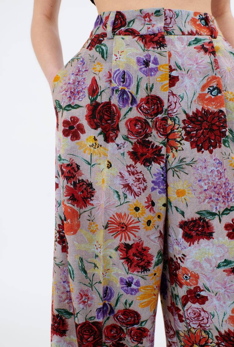 Odeeh Impressionist Flowers Cotton Denim Hose, Foggy Blue 50% Rabatt für begrenzte Zeit