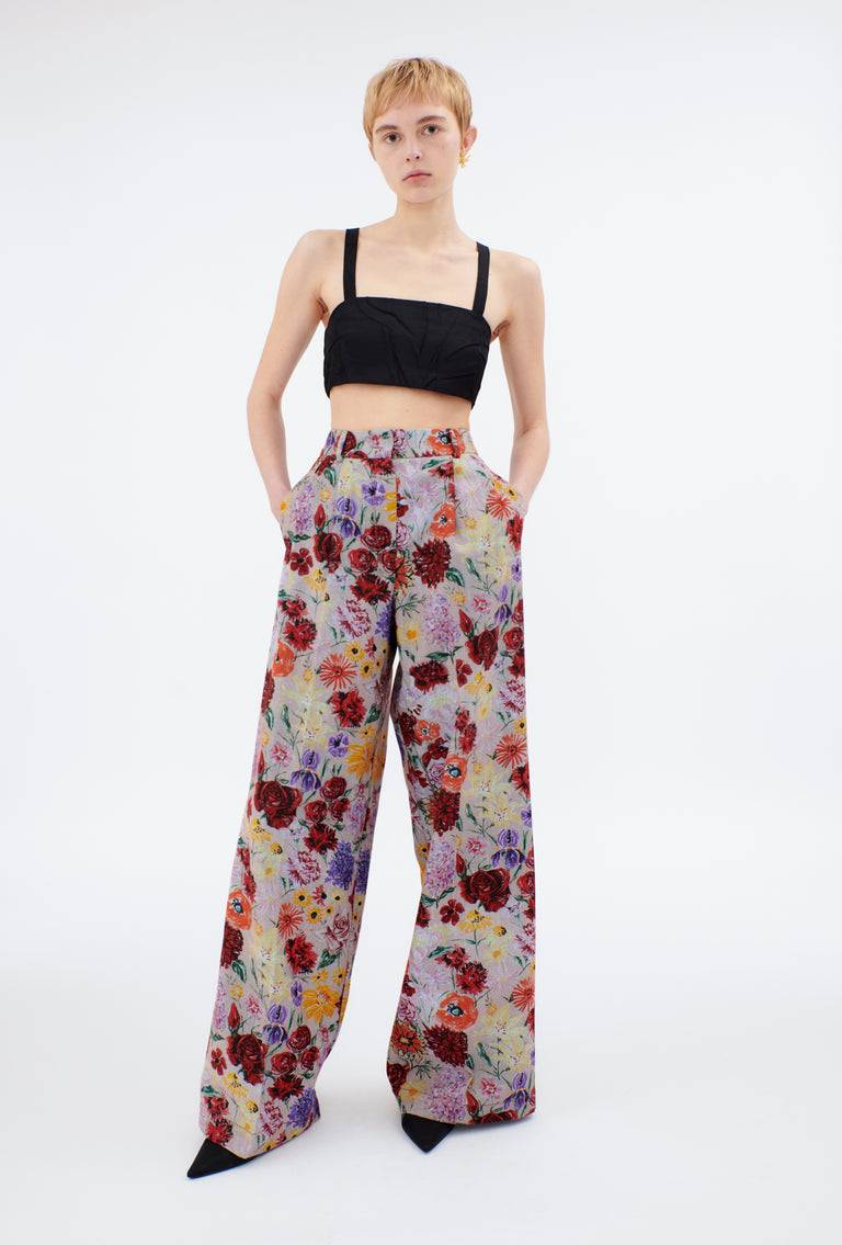 Odeeh Impressionist Flowers Cotton Denim Hose, Foggy Blue 50% Rabatt für begrenzte Zeit