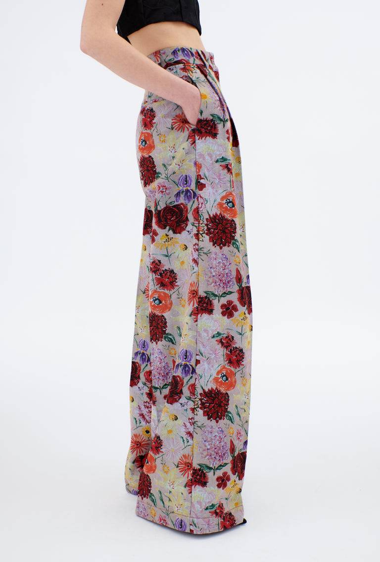 Odeeh Impressionist Flowers Cotton Denim Hose, Foggy Blue 50% Rabatt für begrenzte Zeit