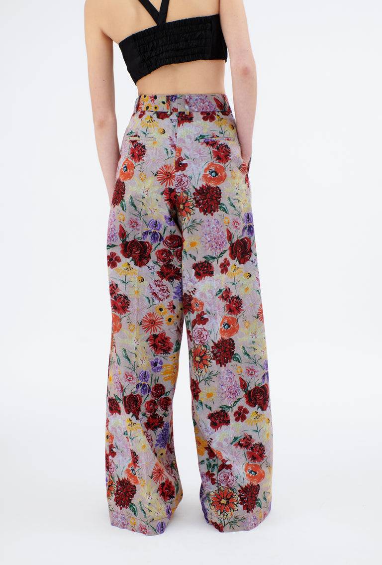 Odeeh Impressionist Flowers Cotton Denim Hose, Foggy Blue 50% Rabatt für begrenzte Zeit