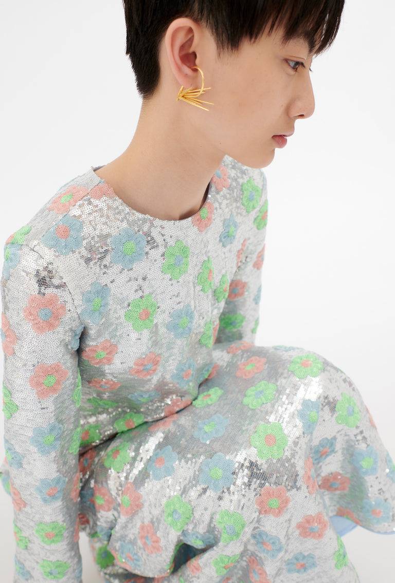 Odeeh Sequins Daisies Kleid, Silver Hotsell