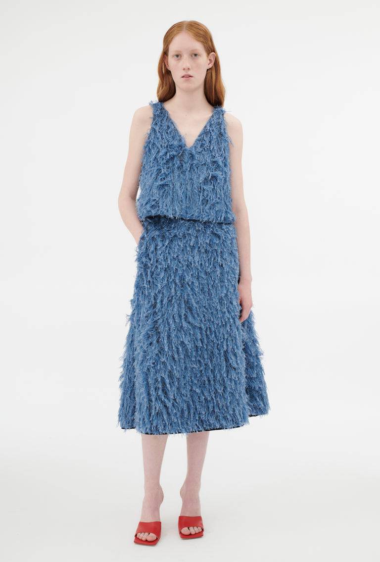 Odeeh Delavé Fringes Top, Light Indigo im Angebot