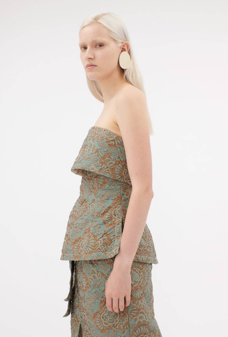 Odeeh Flower Camouflage Matelassé Top, Sea Green Günstiger Verkauf