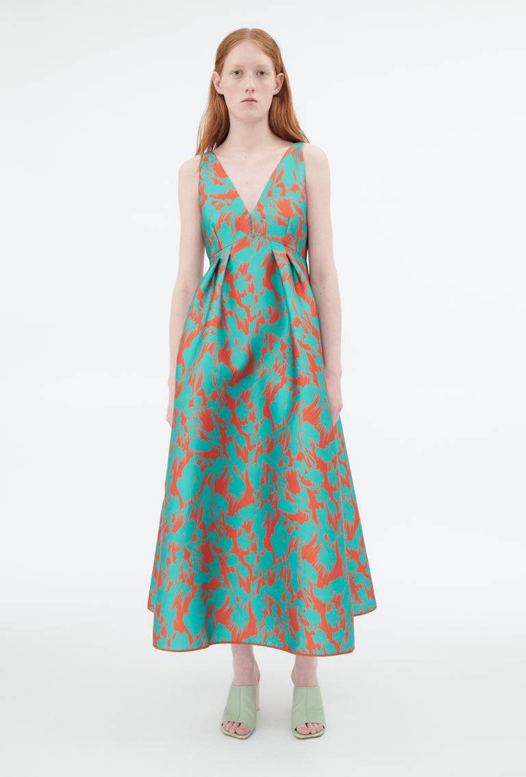 Odeeh Blurred Bouquets Duchesse Kleid, Opal Green Meist gekauft
