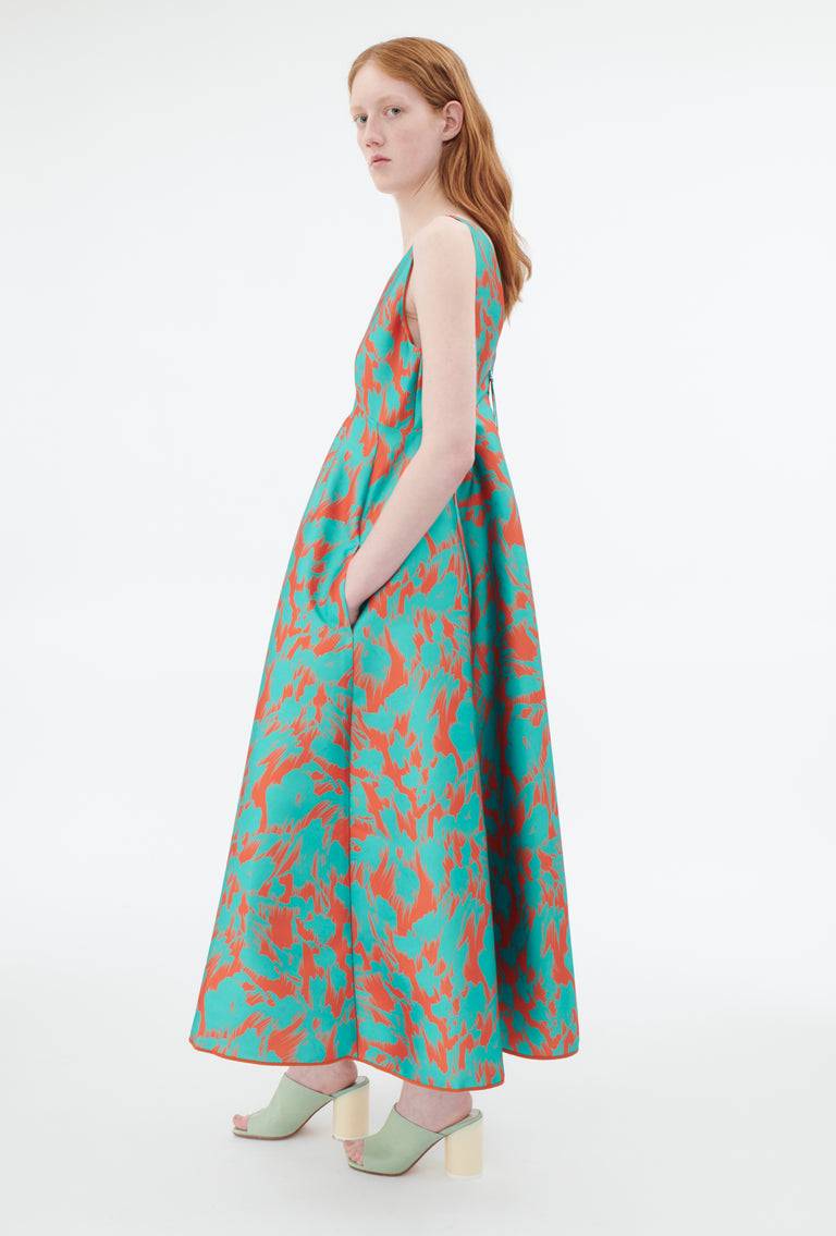 Odeeh Blurred Bouquets Duchesse Kleid, Opal Green Meist gekauft