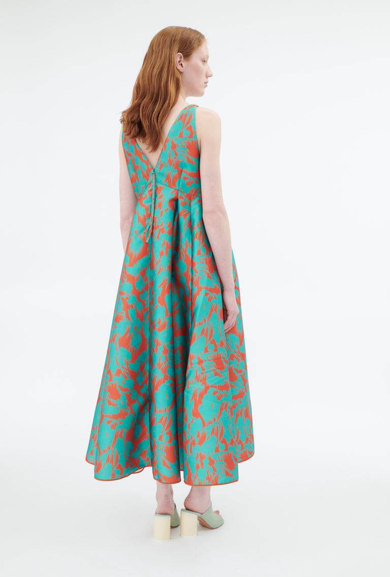 Odeeh Blurred Bouquets Duchesse Kleid, Opal Green Meist gekauft
