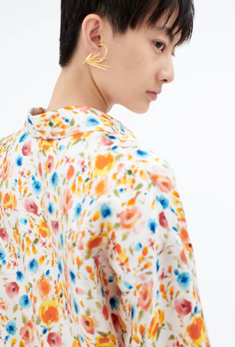 Odeeh Degradé Florets Silk Twill Bluse, Tangerine Kostenloser Versand