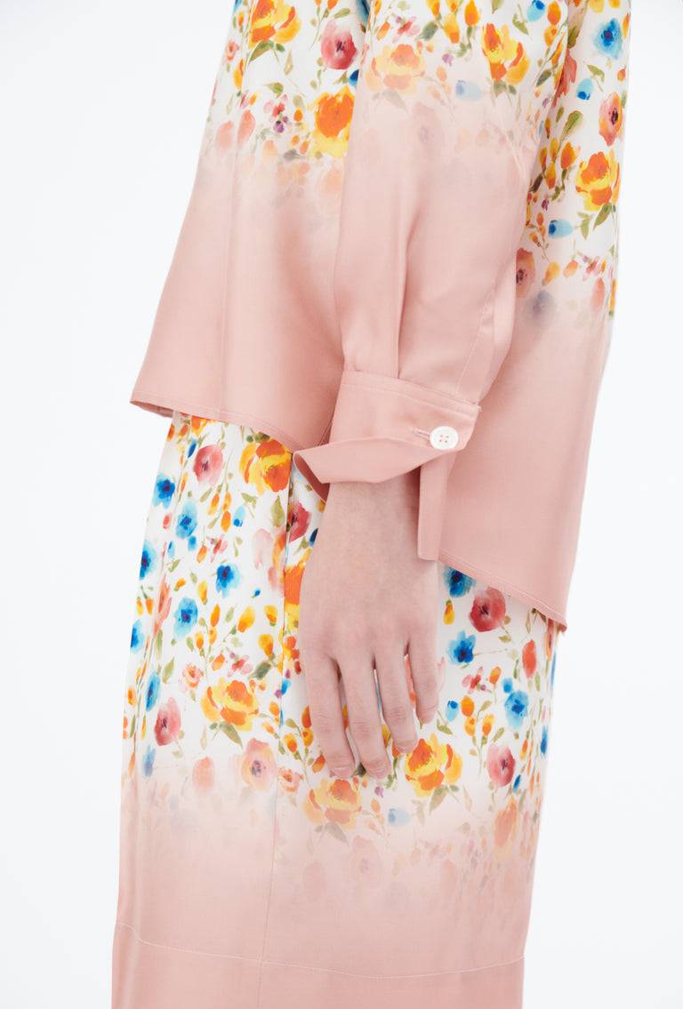 Odeeh Degradé Florets Silk Twill Bluse, Tangerine Kostenloser Versand