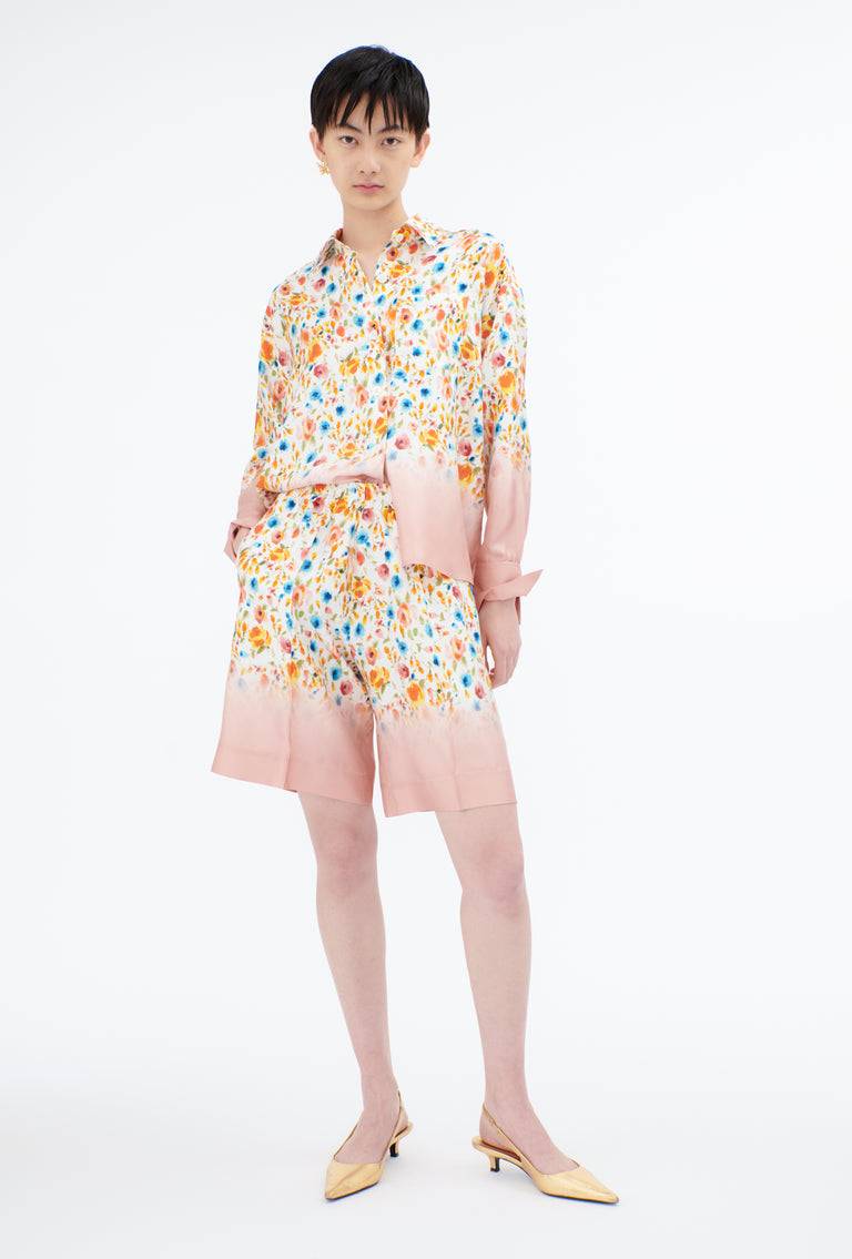 Odeeh Degradé Florets Silk Twill Bluse, Tangerine Kostenloser Versand