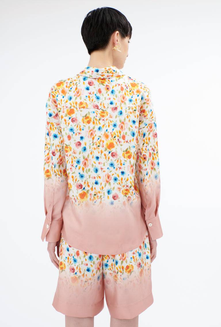 Odeeh Degradé Florets Silk Twill Bluse, Tangerine Kostenloser Versand