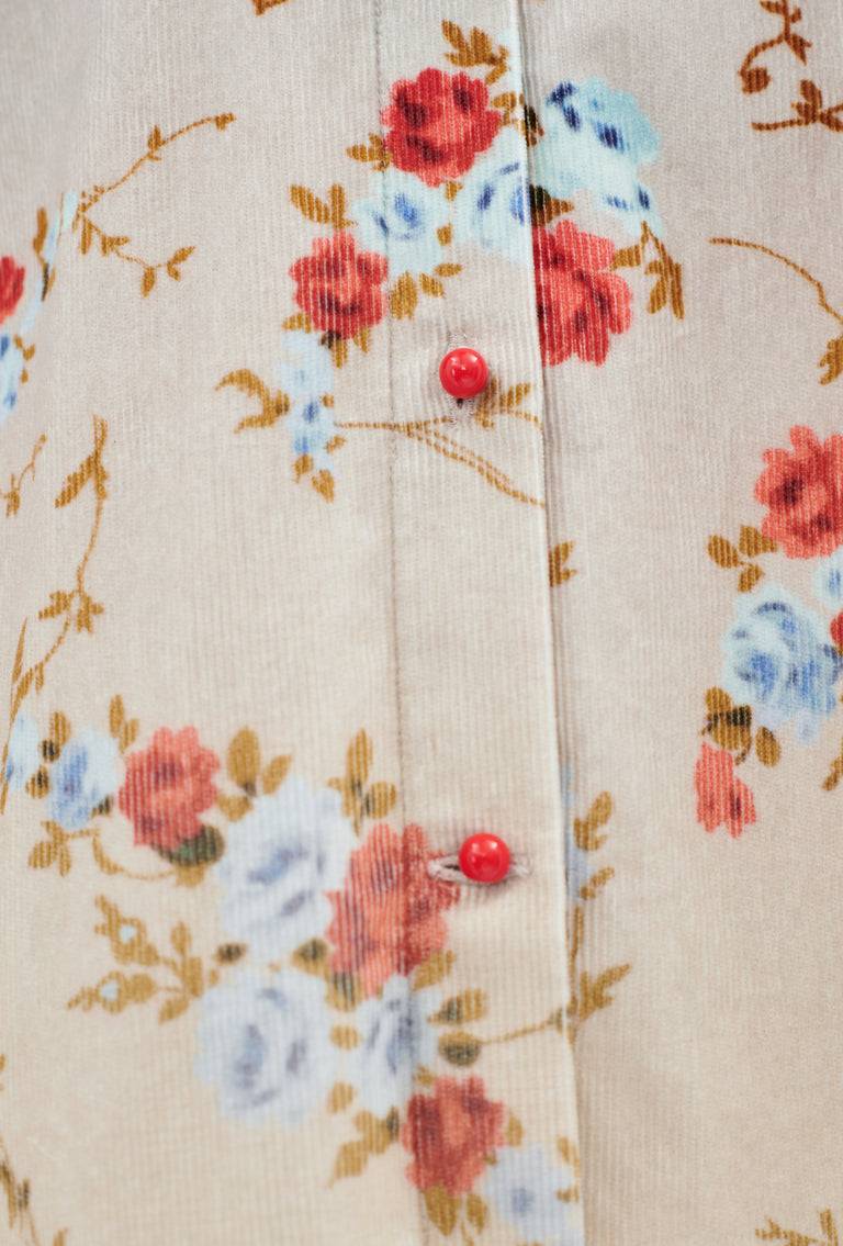 Odeeh Mini Bouquets Stamped Corduroy Degradé Bluse, Aqua Fabrik Onlineshop