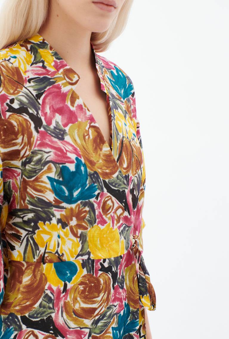 Odeeh Brush-Stroke Peonies Kleid, Tobacco Rabatt