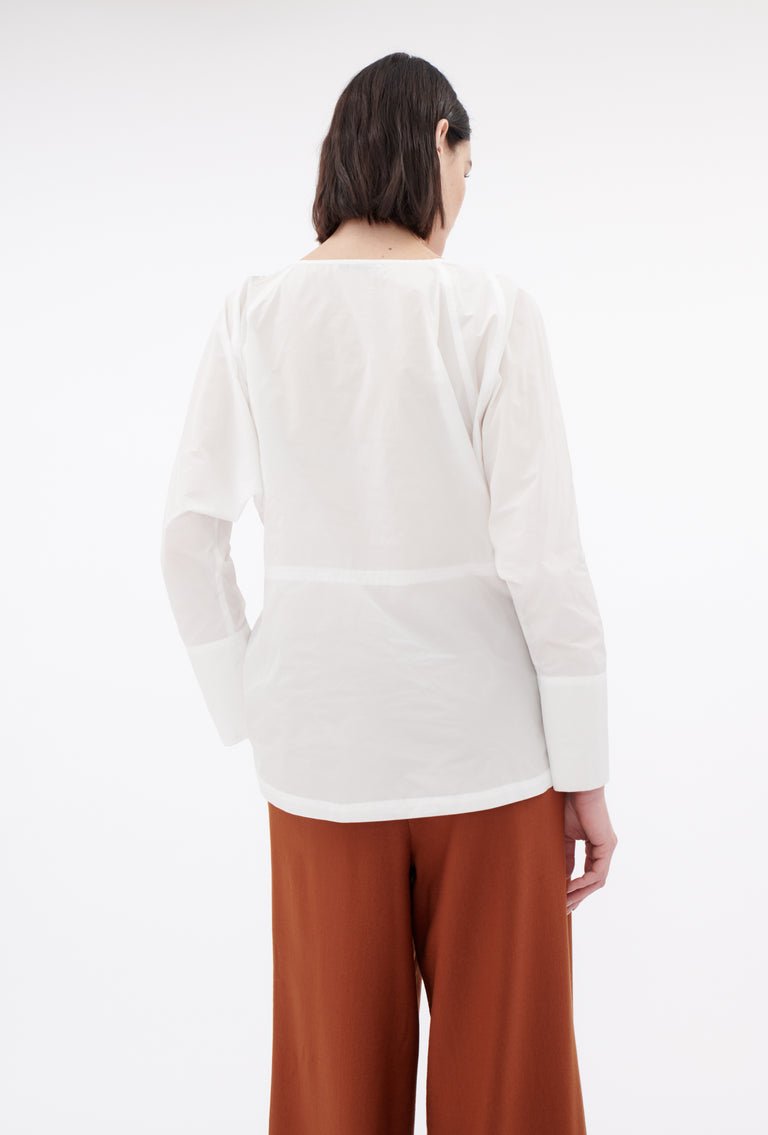 Odeeh Ultra Light Taffeta Bluse, White Saisonschlussverkauf