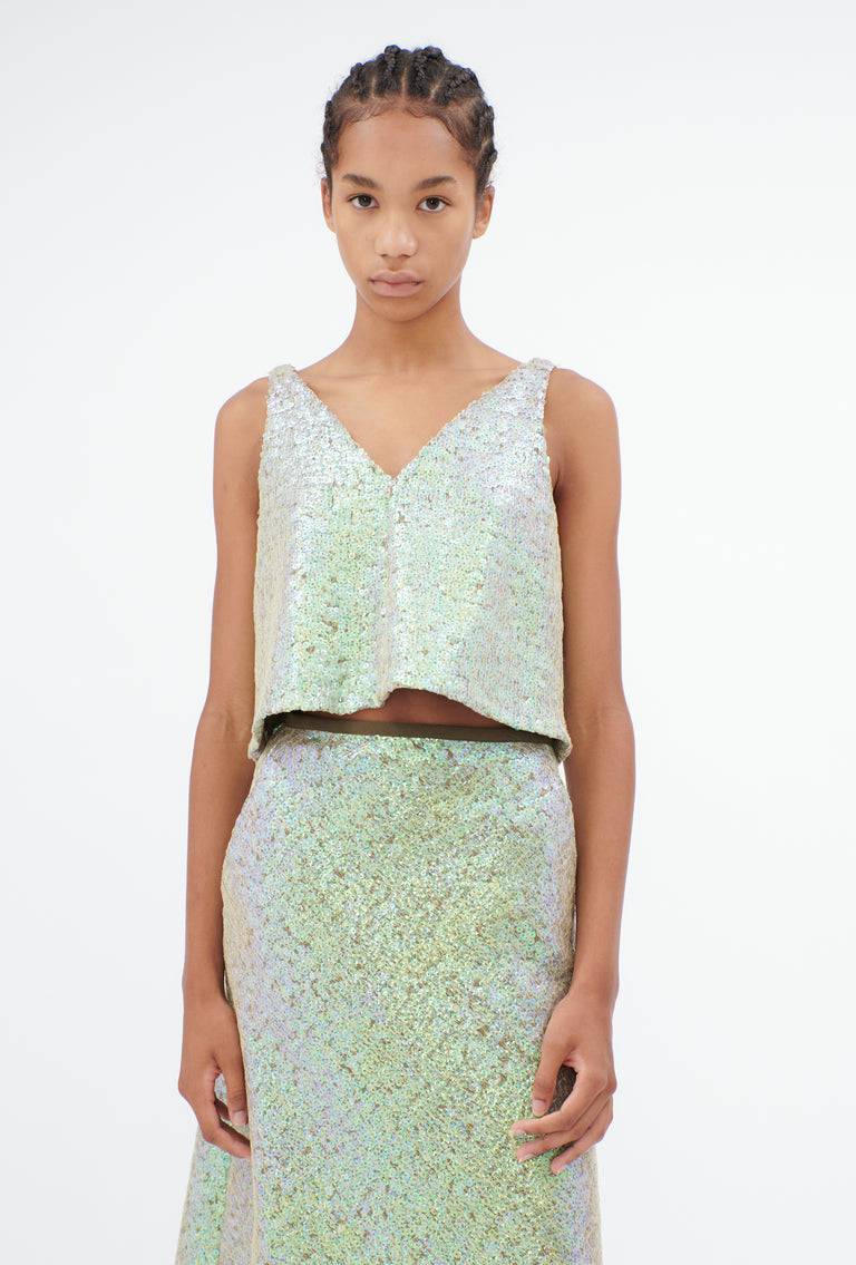 Odeeh Hazy Sequins Top, Mermaid green Weihnachtsangebot
