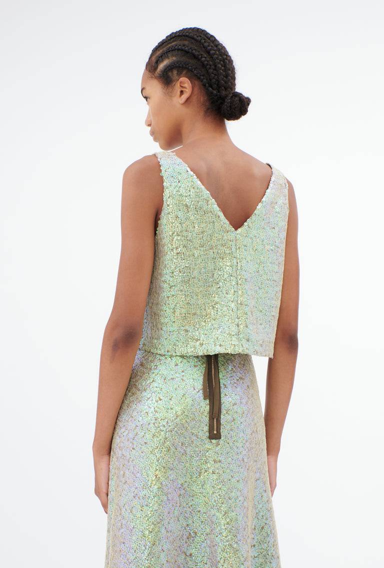Odeeh Hazy Sequins Top, Mermaid green Weihnachtsangebot