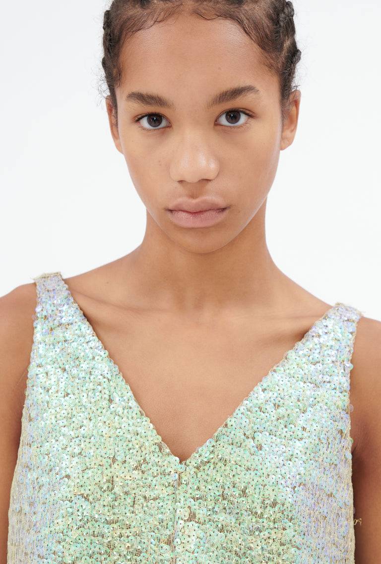 Odeeh Hazy Sequins Top, Mermaid green Weihnachtsangebot