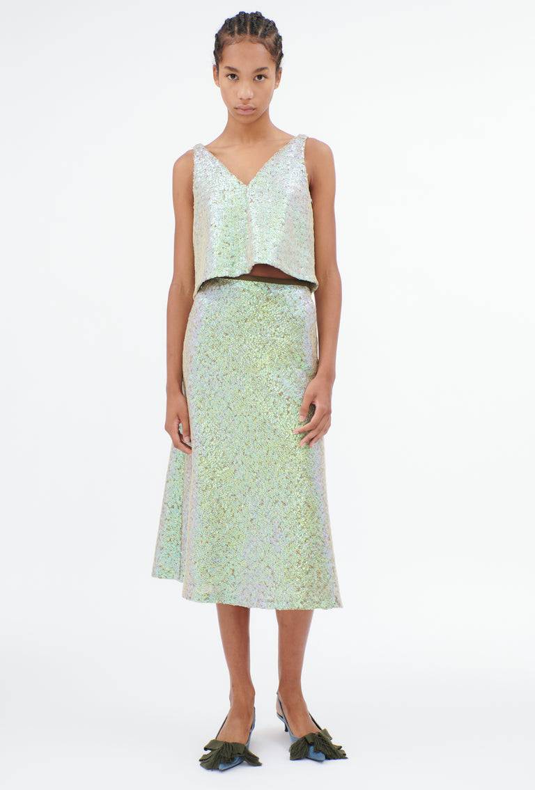 Odeeh Hazy Sequins Top, Mermaid green Weihnachtsangebot