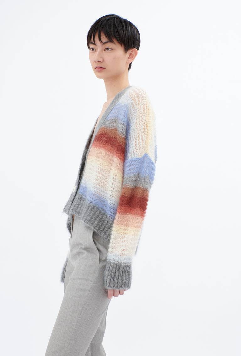 Odeeh Light Weight Mohair Mix Sunset Stripe Cardigan, Multicolor Super Sparpreis