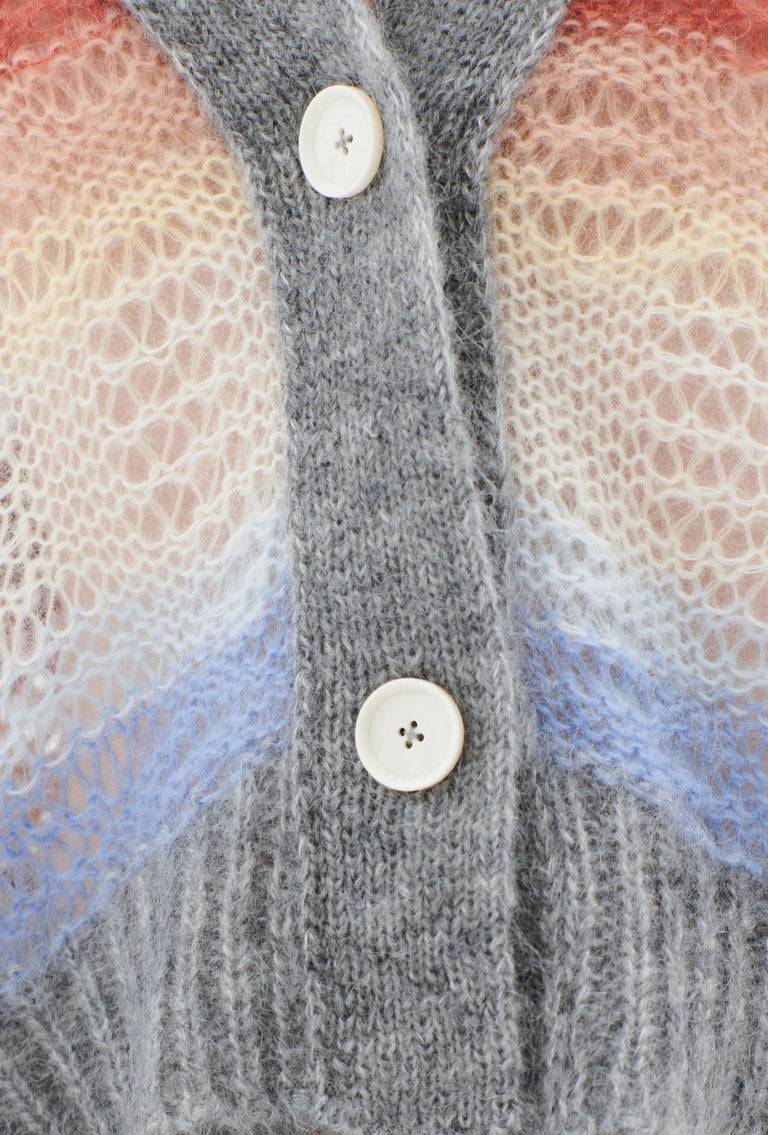 Odeeh Light Weight Mohair Mix Sunset Stripe Cardigan, Multicolor Super Sparpreis