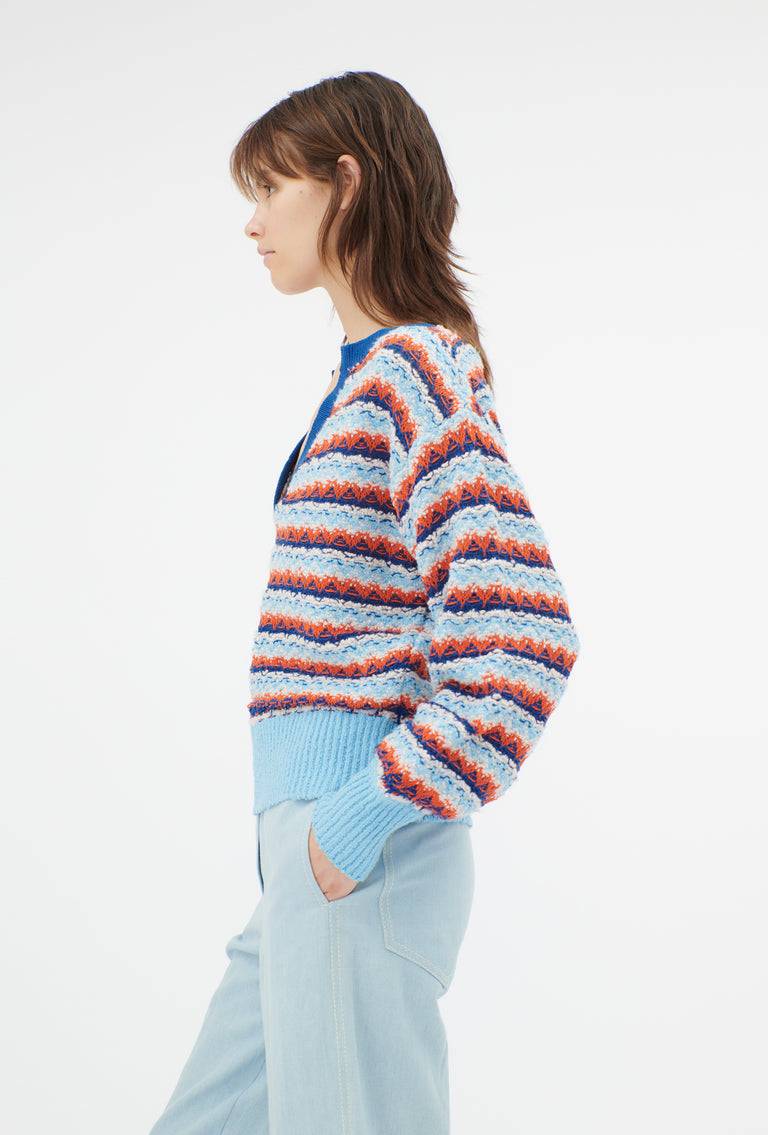 Odeeh Structured Lines Pullover, Himmelblau Neueste Stile